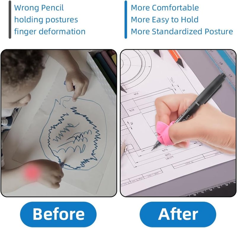 Pretwad Grips for Pencil for Kids Handwriting, 8 Pcs Pen Grips, Ergonomic Pencil Grippers Holder for Kids, Writing Posture Correction with Cushion for Toddlers, Adults, Preschooler, Special Education Supplies - Image 4